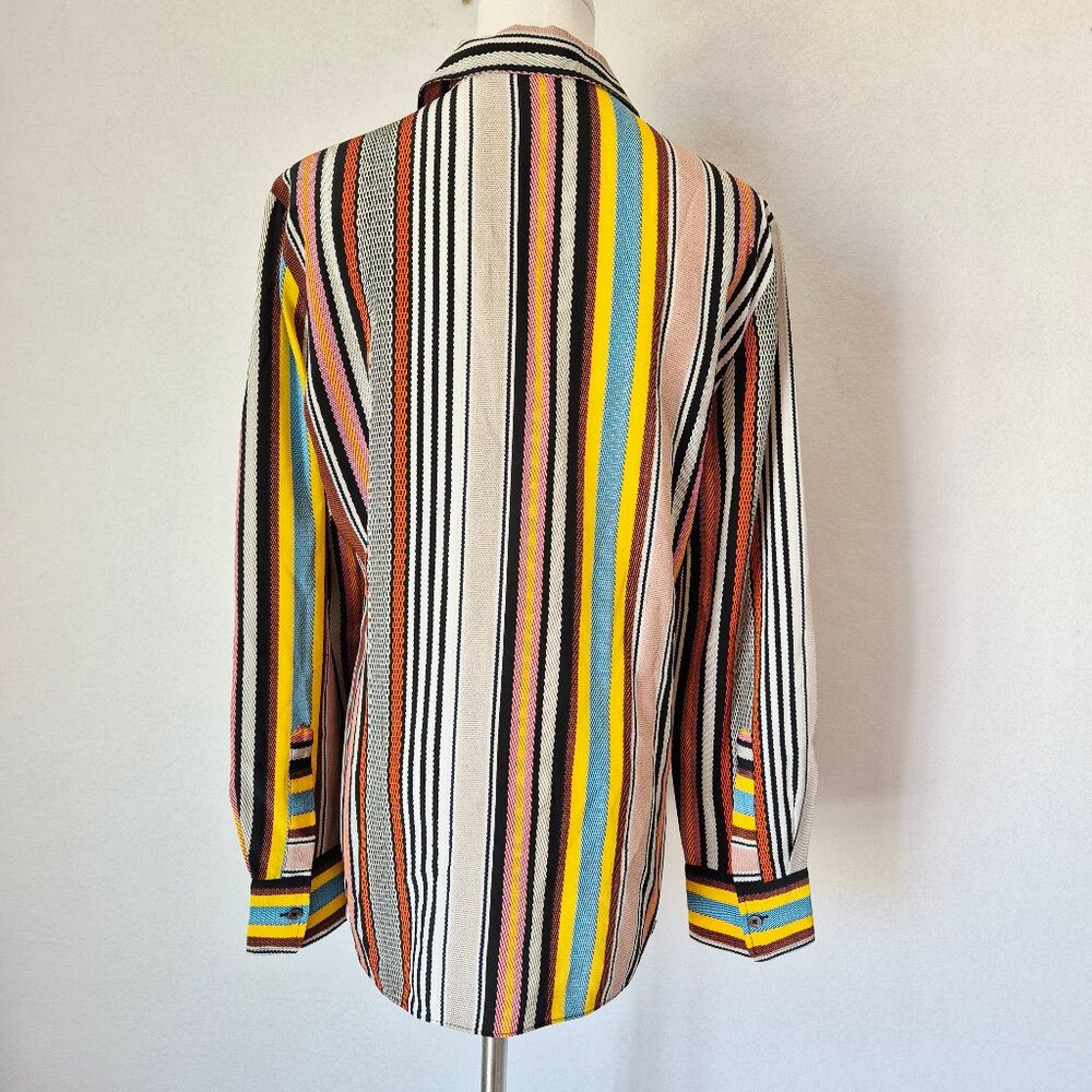 Tory Burch Silk Multicolor Striped Button-Up Shir… - image 6